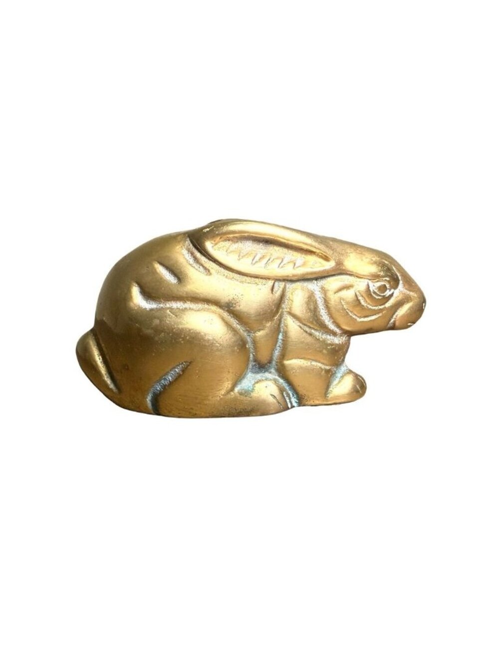 Vintage Brass Rabbit Figurine Paperweight Gold Finish